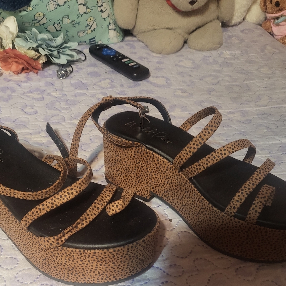 Leopard Print Platform Sandals Wild Pair